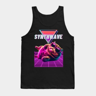 Synthwave cool cat Tank Top